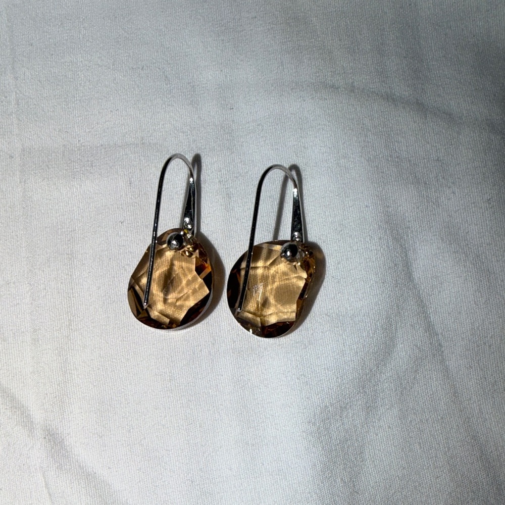 Swarovski Brown Crystal Drop Earrings - Women Jewelry - Picture 2 of 2